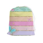 Pastel, Butterfly, Spring, Stripes, Drawstring Pouch (XL)