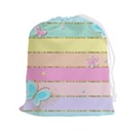 Pastel, Butterfly, Spring, Stripes, Drawstring Pouch (2XL)