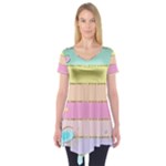 Pastel, Butterfly, Spring, Stripes, Short Sleeve Tunic 