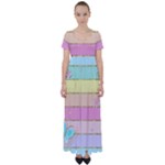 Pastel, Butterfly, Spring, Stripes, High Waist Short Sleeve Maxi Dress