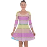 Pastel, Butterfly, Spring, Stripes, Quarter Sleeve Skater Dress