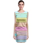 Pastel, Butterfly, Spring, Stripes, Classic Sleeveless Midi Dress