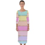 Pastel, Butterfly, Spring, Stripes, Quarter Sleeve Midi Bodycon Dress