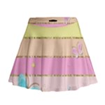 Pastel, Butterfly, Spring, Stripes, Mini Flare Skirt