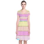 Pastel, Butterfly, Spring, Stripes, Short Sleeve Front Wrap Dress