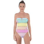 Pastel, Butterfly, Spring, Stripes, Tie Back One Piece Swimsuit