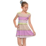 Pastel, Butterfly, Spring, Stripes, Kids  Cap Sleeve Dress