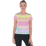 Pastel, Butterfly, Spring, Stripes, Short Sleeve Sports Top 