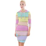 Pastel, Butterfly, Spring, Stripes, Quarter Sleeve Hood Bodycon Dress