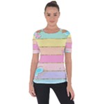 Pastel, Butterfly, Spring, Stripes, Shoulder Cut Out Short Sleeve Top