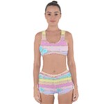 Pastel, Butterfly, Spring, Stripes, Racerback Boyleg Bikini Set