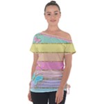 Pastel, Butterfly, Spring, Stripes, Off Shoulder Tie-Up T-Shirt