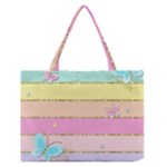 Pastel, Butterfly, Spring, Stripes, Zipper Medium Tote Bag