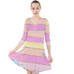 Pastel, Butterfly, Spring, Stripes, Quarter Sleeve Front Wrap Dress