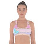 Pastel, Butterfly, Spring, Stripes, Cross Back Sports Bra