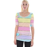 Pastel, Butterfly, Spring, Stripes, Wide Neckline T-Shirt