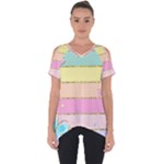 Pastel, Butterfly, Spring, Stripes, Cut Out Side Drop T-Shirt