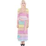 Pastel, Butterfly, Spring, Stripes, Quarter Sleeve Wrap Maxi Dress