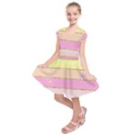 Pastel, Butterfly, Spring, Stripes, Kids  Short Sleeve Dress