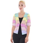 Pastel, Butterfly, Spring, Stripes, Cropped Button Cardigan