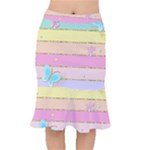 Pastel, Butterfly, Spring, Stripes, Short Mermaid Skirt