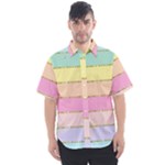 Pastel, Butterfly, Spring, Stripes, Men s Short Sleeve Shirt