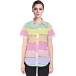 Pastel, Butterfly, Spring, Stripes, Women s Short Sleeve Shirt