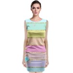 Pastel, Butterfly, Spring, Stripes, Sleeveless Velvet Midi Dress