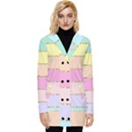 Pastel, Butterfly, Spring, Stripes, Button Up Hooded Coat 