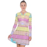 Pastel, Butterfly, Spring, Stripes, Long Sleeve Panel Dress