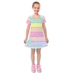 Pastel, Butterfly, Spring, Stripes, Kids  Short Sleeve Velvet Dress