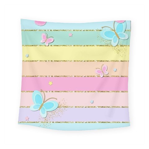 Pastel, Butterfly, Spring, Stripes, Square Tapestry (Small) from ArtsNow.com