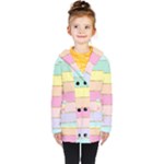 Pastel, Butterfly, Spring, Stripes, Kids  Double Breasted Button Coat