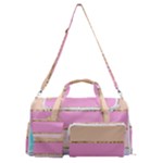 Pastel, Butterfly, Spring, Stripes, Sports Gym Duffle Bag with Shoe Compartment