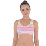 Pastel, Butterfly, Spring, Stripes, Cross String Back Sports Bra