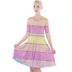 Pastel, Butterfly, Spring, Stripes, Quarter Sleeve A-Line Dress