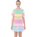 Pastel, Butterfly, Spring, Stripes, Sixties Short Sleeve Mini Dress