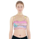 Pastel, Butterfly, Spring, Stripes, Sports Bra With Pocket