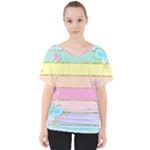 Pastel, Butterfly, Spring, Stripes, V-Neck Dolman Drape Top