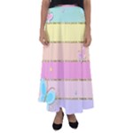 Pastel, Butterfly, Spring, Stripes, Flared Maxi Skirt