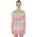 Pastel, Butterfly, Spring, Stripes, Drop Hem Mini Chiffon Dress