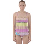 Pastel, Butterfly, Spring, Stripes, Twist Front Tankini Set