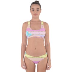 Pastel, Butterfly, Spring, Stripes, Cross Back Hipster Bikini Set from ArtsNow.com