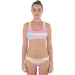 Pastel, Butterfly, Spring, Stripes, Cross Back Hipster Bikini Set