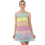 Pastel, Butterfly, Spring, Stripes, Halter Tie Back Chiffon Dress