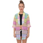 Pastel, Butterfly, Spring, Stripes, Open Front Chiffon Kimono