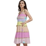 Pastel, Butterfly, Spring, Stripes, Sleeveless V-Neck Skater Dress with Pockets