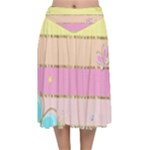 Pastel, Butterfly, Spring, Stripes, Velvet Flared Midi Skirt