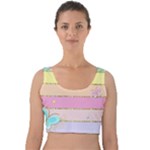 Pastel, Butterfly, Spring, Stripes, Velvet Crop Top