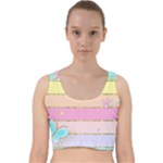 Pastel, Butterfly, Spring, Stripes, Velvet Racer Back Crop Top